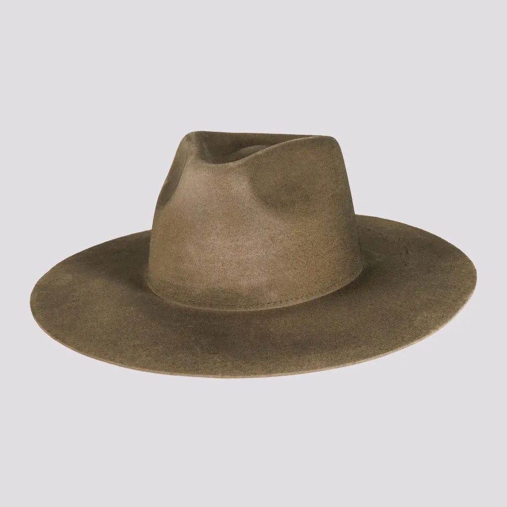 Rancher Dirty Mushroom Fedora Felt Hat American Hat Makers Front Side View