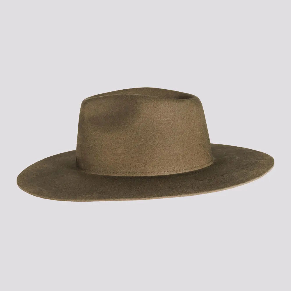 Rancher | Mens Dirty Mushroom Wide Brim Felt Fedora Hat