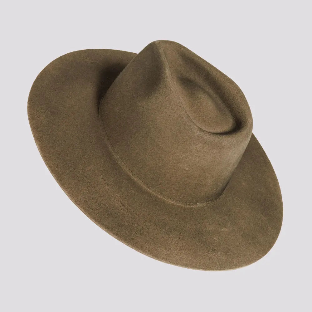 Rancher | Mens Dirty Mushroom Wide Brim Felt Fedora Hat