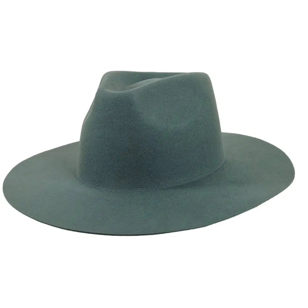 Rancher | Womens Green Wide Brim Felt Fedora Hat