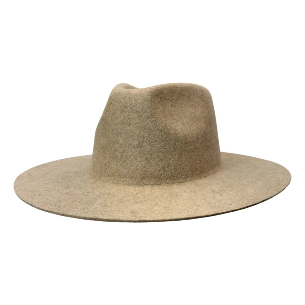 Rancher | Mens Oatmeal Tweed Wide Brim Felt Fedora Hat