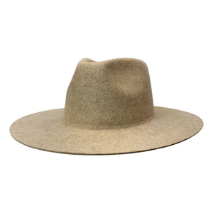 Rancher | Mens Oatmeal Tweed Wide Brim Felt Fedora Hat