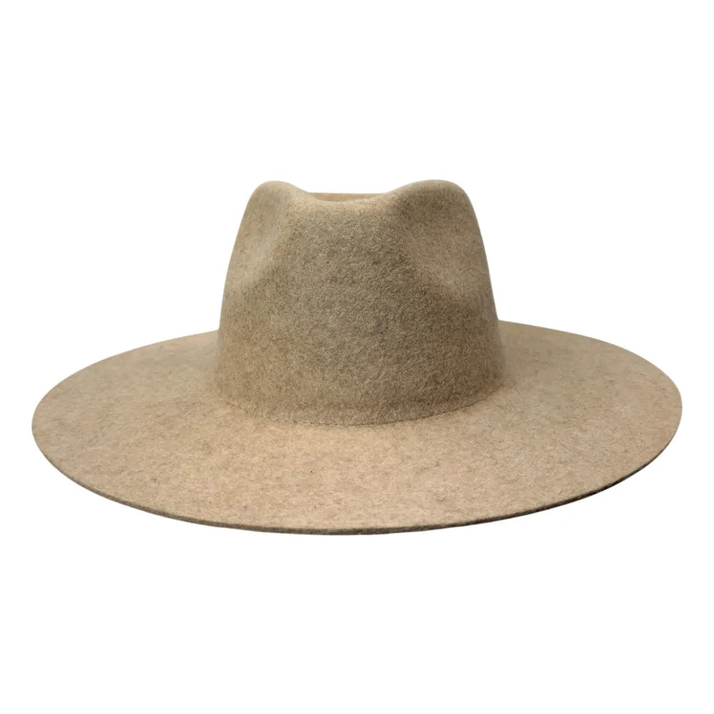 Rancher | Mens Oatmeal Tweed Wide Brim Felt Fedora Hat