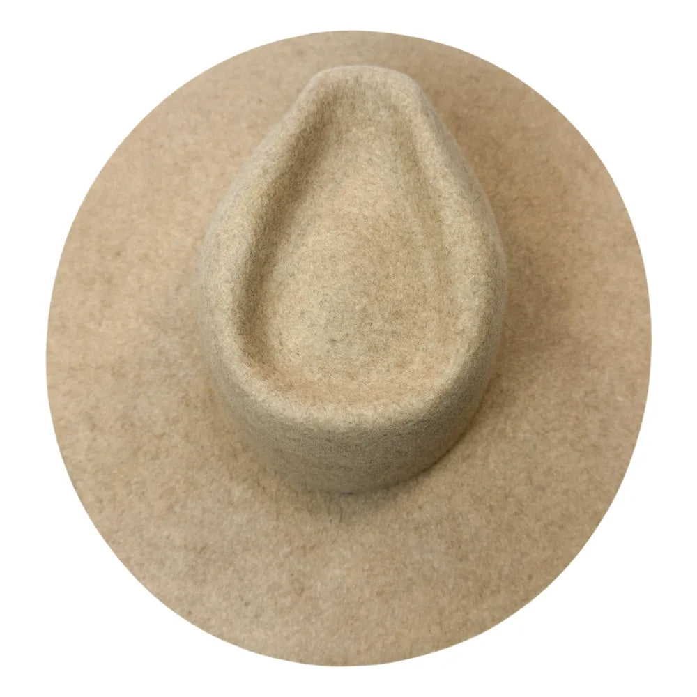 Rancher | Mens Oatmeal Tweed Wide Brim Felt Fedora Hat