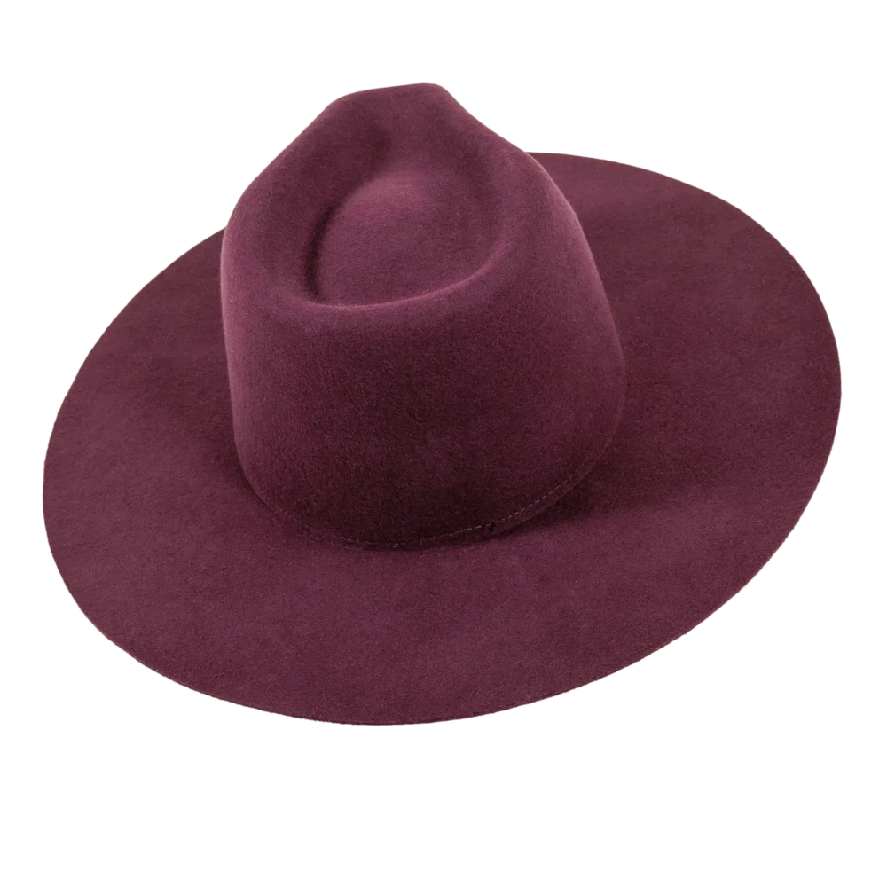 rancher plum fedora hat back view