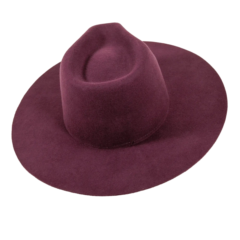 Rancher | Womens Plum Wide Brim Felt Fedora Hat