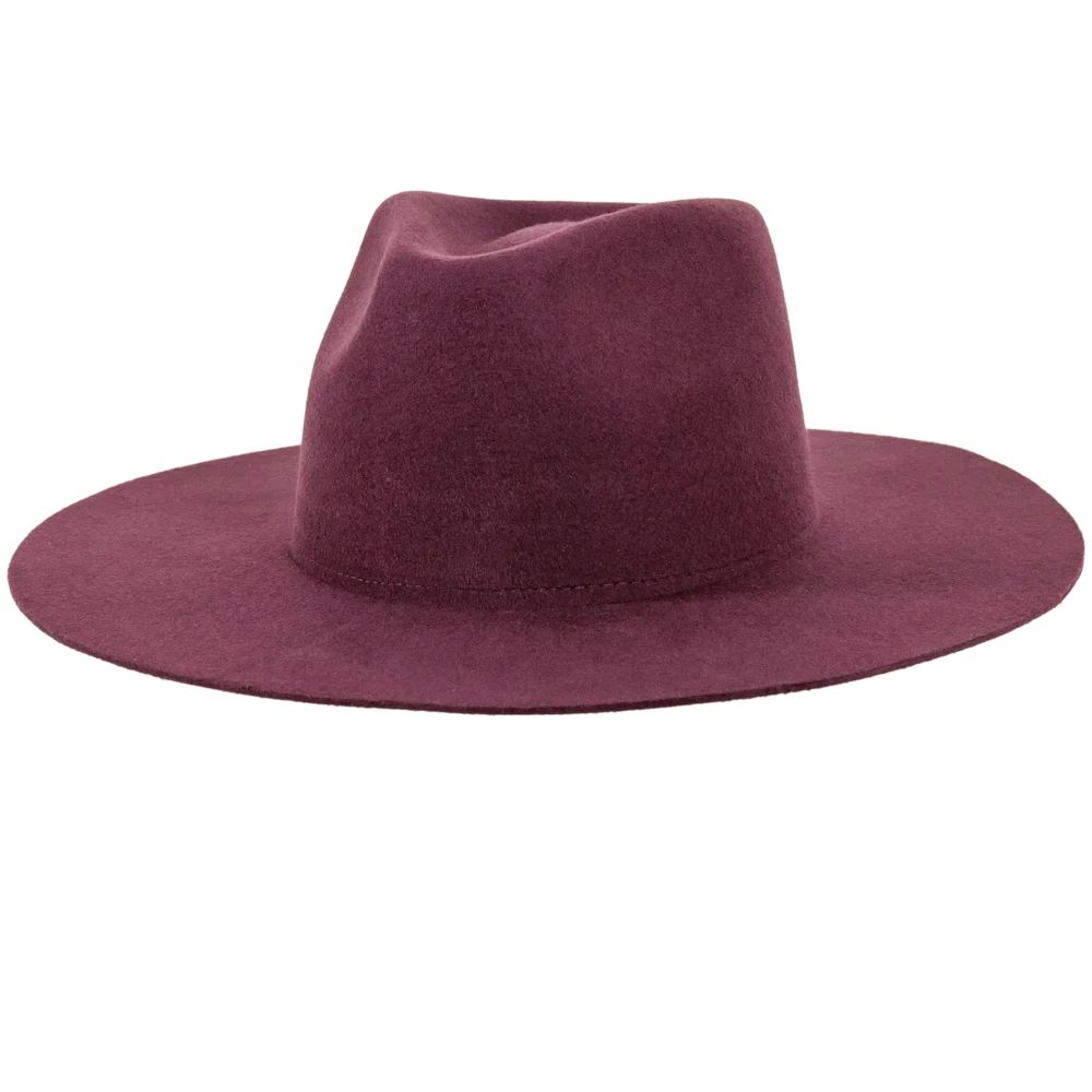 Rancher | Womens Plum Wide Brim Felt Fedora Hat