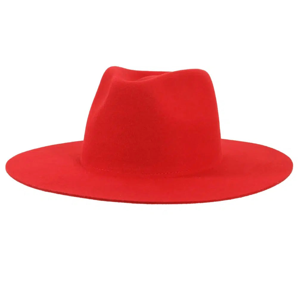 Rancher | Womens Red Wide Brim Felt Fedora Hat