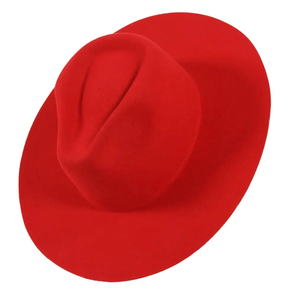 womens rancher red fedora hat angled view