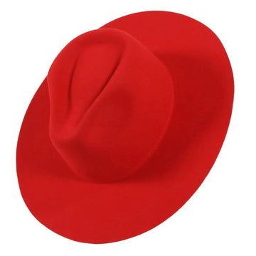 Rancher | Womens Red Wide Brim Felt Fedora Hat