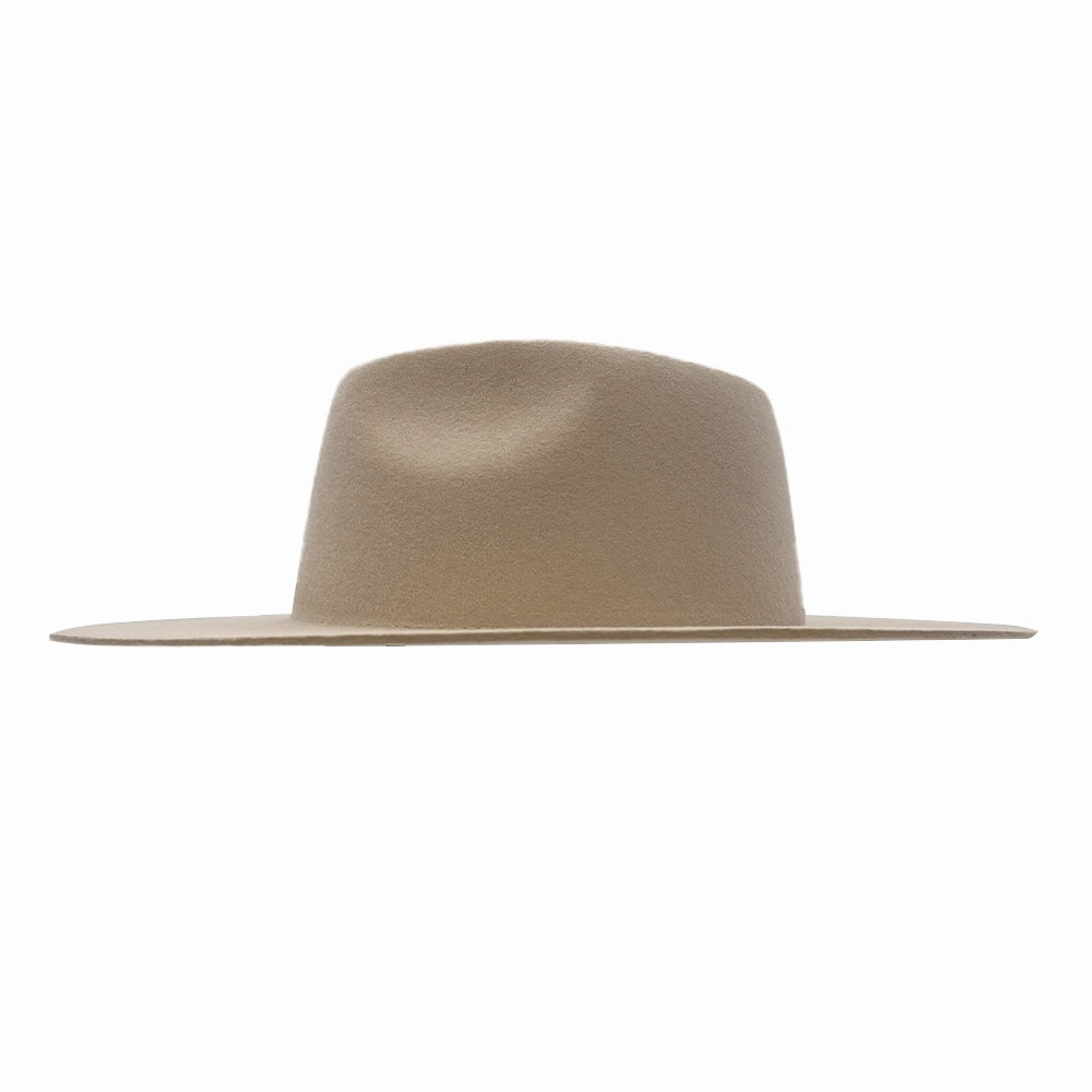 Rancher | Womens Sand Wide Brim Felt Fedora Hat