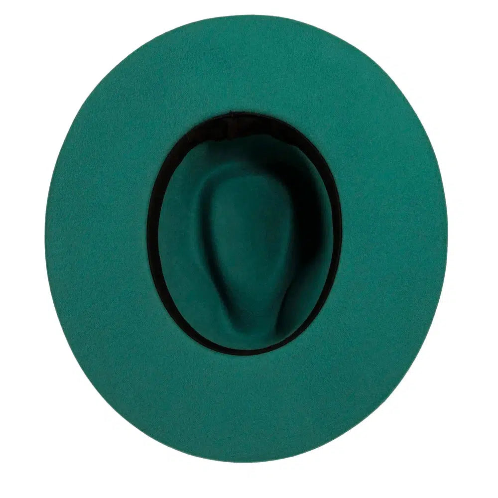 Rancher | Womens Teal Wide Brim Felt Fedora Hat