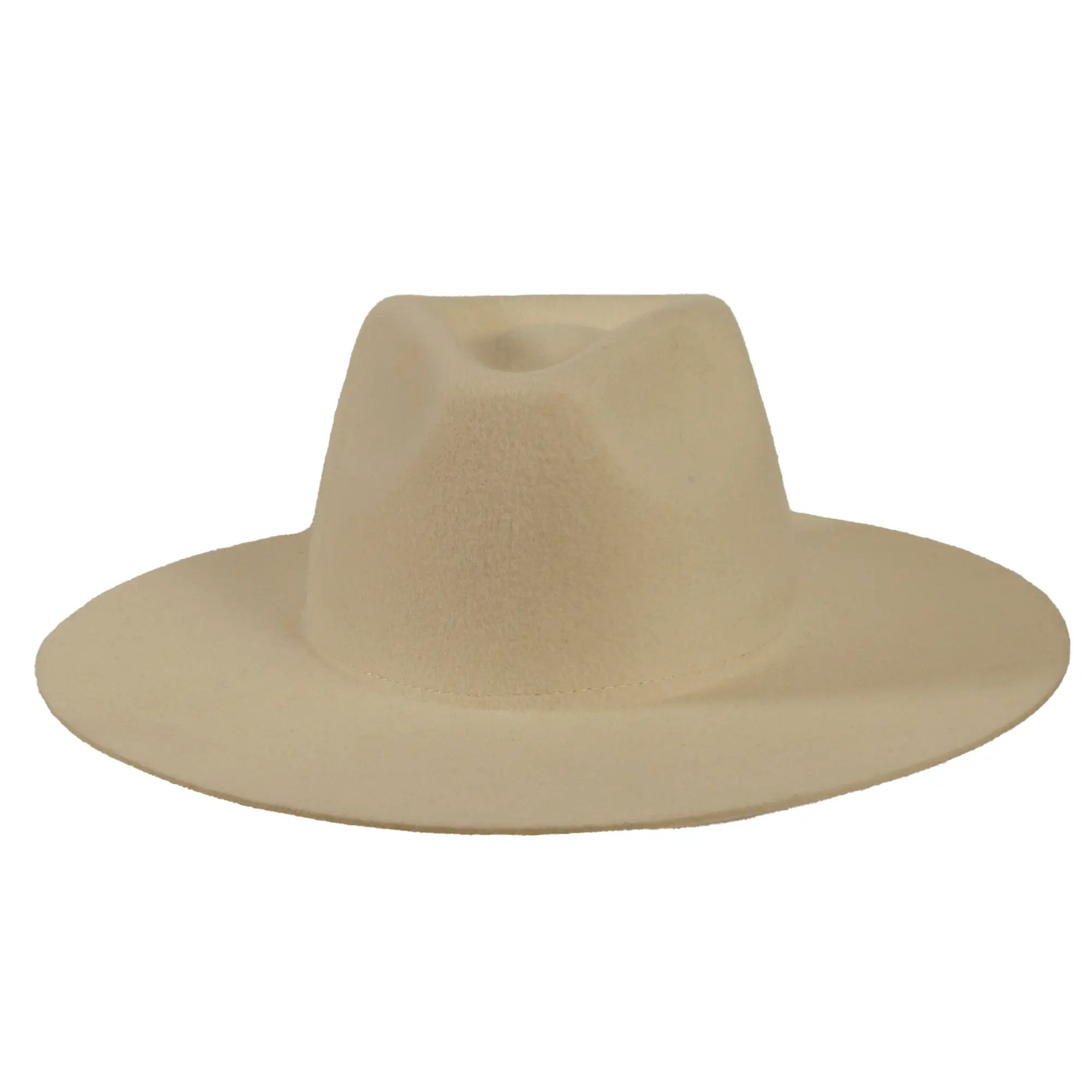 ? SALE ? Riviera Tan-Cream Wide-Brim Felt Fedora Hat ?% Wool NWOT Tan Beige Wool Felt Rancher Hat Billie in Marle main image 2