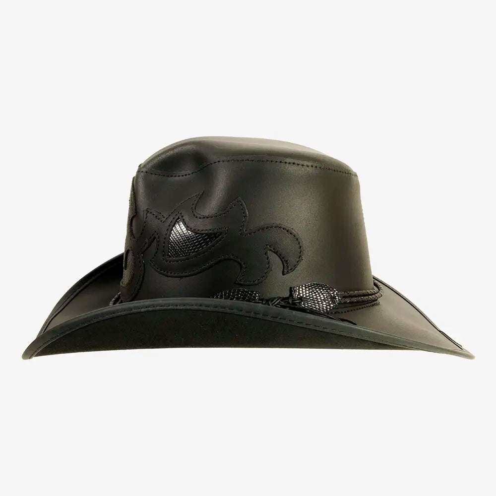Renegade | Womens Black Pinch Front Curled Western Leather Cowgirl