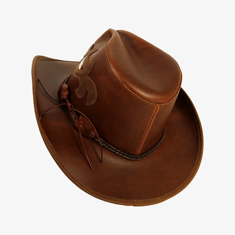 Renegade | Womens Pinch Front Curled Western Leather Cowgirl Hat