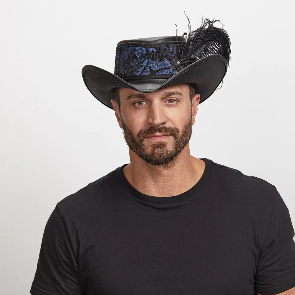Reversible Ren | Mens Leather Festival Hat – American Hat Makers display picture 3