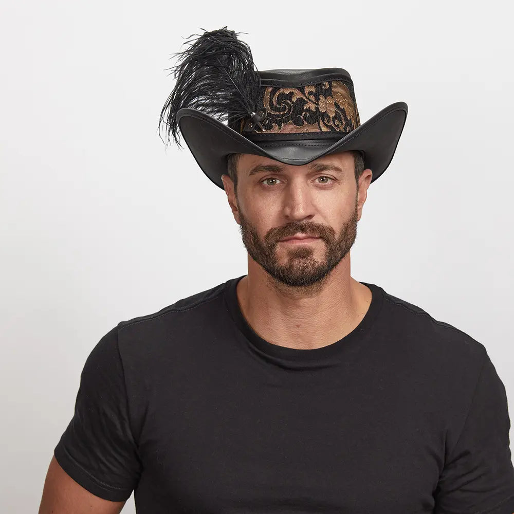 Handmade leather festival cowboy hat Cowhide Leather Cowboy Hat | Handmade Western Festival Top  main image 2
