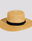 Rialto | Womens Sewn Paper Braid Boater Sun Hat with Ribbon Band