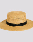 Rialto | Womens Sewn Paper Braid Boater Sun Hat with Ribbon Band