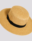 Rialto | Womens Sewn Paper Braid Boater Sun Hat with Ribbon Band