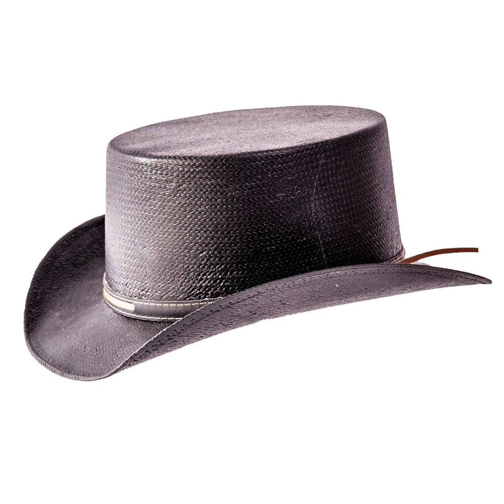 Ringleader Black Straw Top Hat by American Hat Makers front angled view