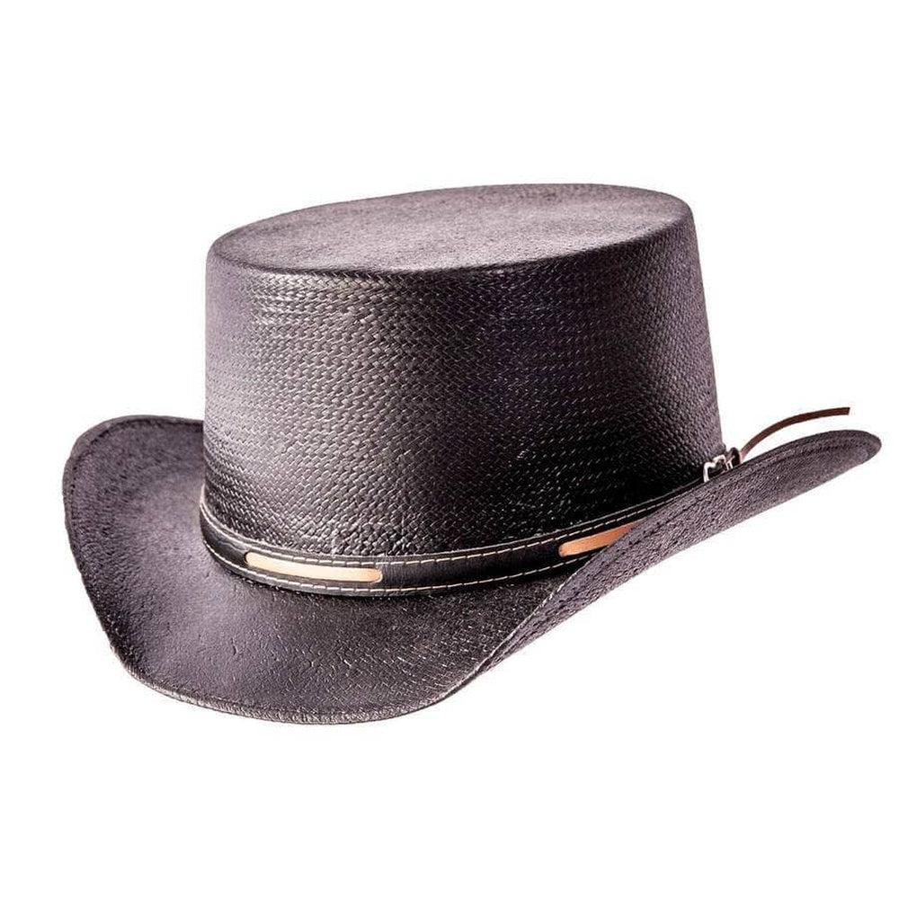 Ringleader Black Straw Top Hat by American Hat Makers angled view