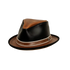 rocky black leather fedora angled view