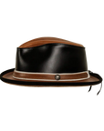 rocky black leather fedora side view