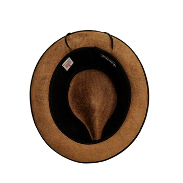 rocky black leather fedora bottom view