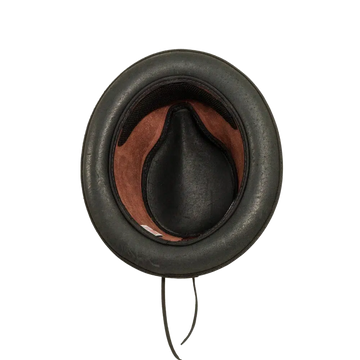 rocky wine leather fedora bottom view