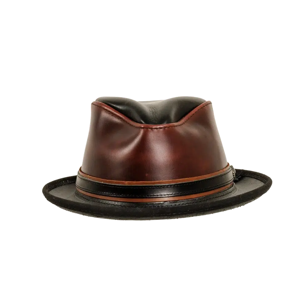 Leather short brim hat hotsell