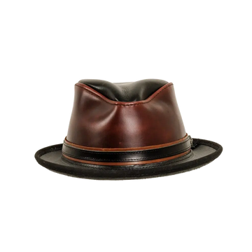 rocky wine leather fedora front view