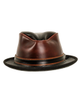 rocky wine leather fedora front view