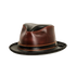 rocky wine leather fedora angled view