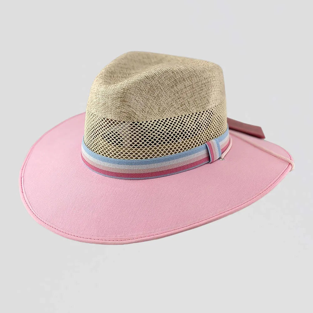 Roxy Pink Sun Straw Hat Angled View