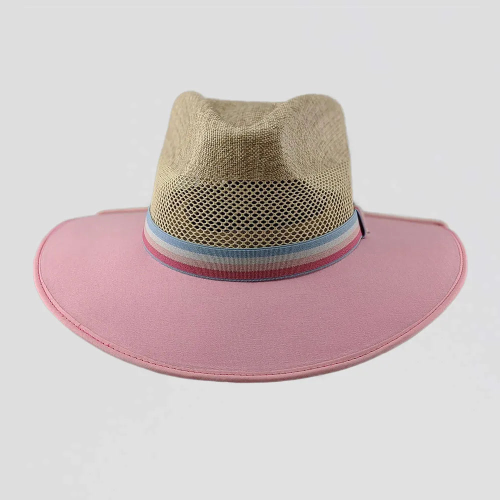 Roxy Pink Sun Straw Hat Front View