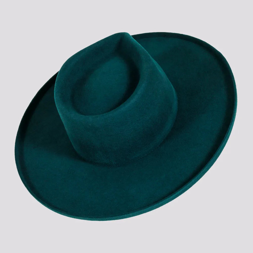 Rustler | Womens Wool Felt Teardrop Fedora Hat with Curled Brim