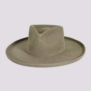 Rustler | Womens Gray Wool Felt Teardrop Fedora Hat with Curled Brim