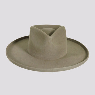 Rustler | Womens Gray Wool Felt Teardrop Fedora Hat with Curled Brim
