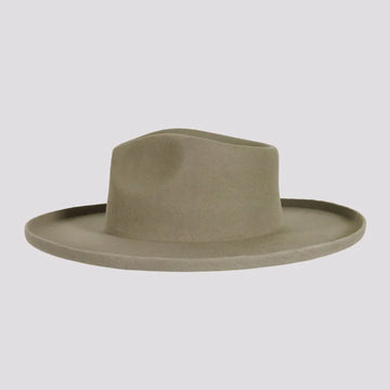 Rustler | Womens Gray Wool Felt Teardrop Fedora Hat with Curled Brim