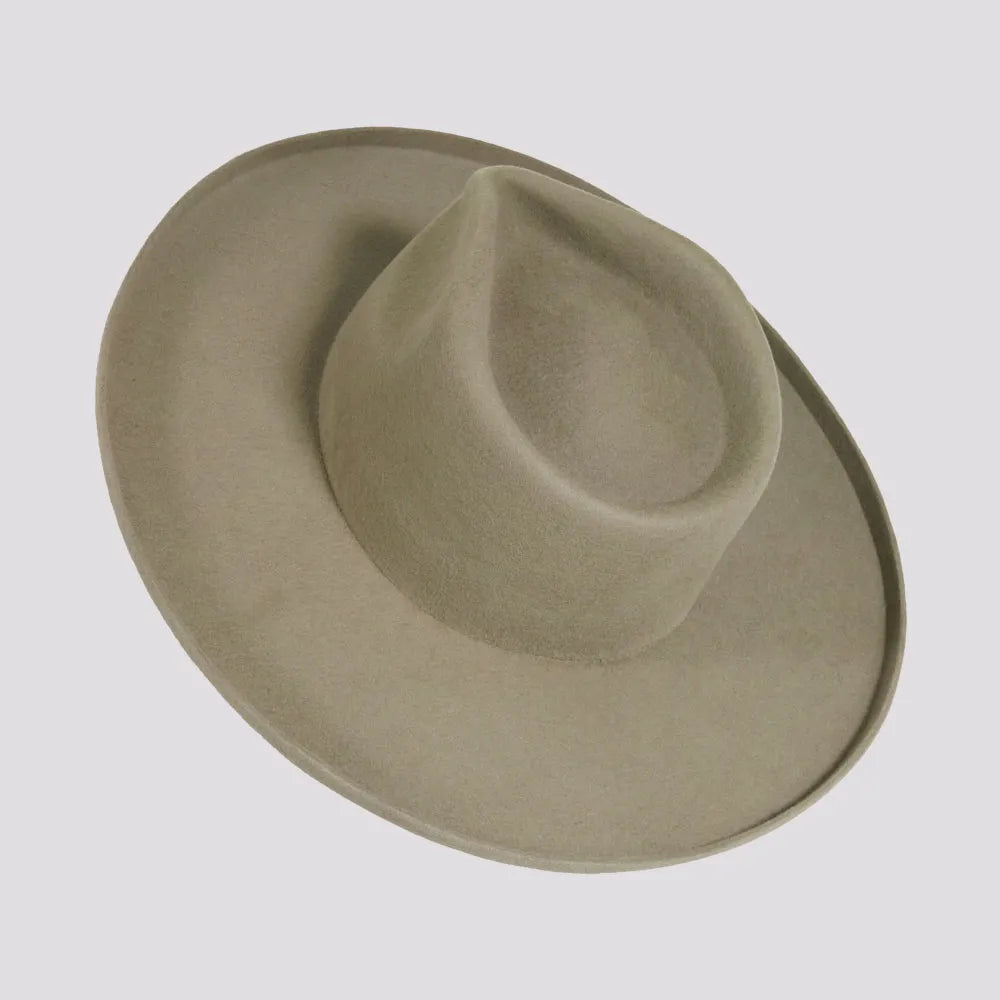 Rustler | Womens Gray Wool Felt Teardrop Fedora Hat with Curled Brim
