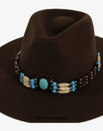 Samara | Waxed Cord Hat Band with Wooden and Turquoise Beads