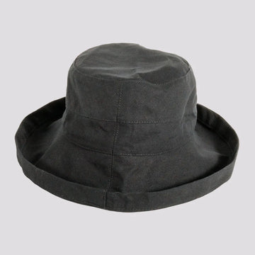 Sausalito | Womens Black Cotton Sun Bucket Hat with Upturn Brim