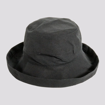 Sausalito | Womens Black Cotton Sun Bucket Hat with Upturn Brim