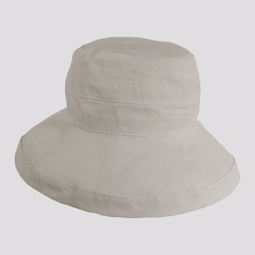Sausalito | Womens White Cotton Sun Bucket Hat with Upturn Brim
