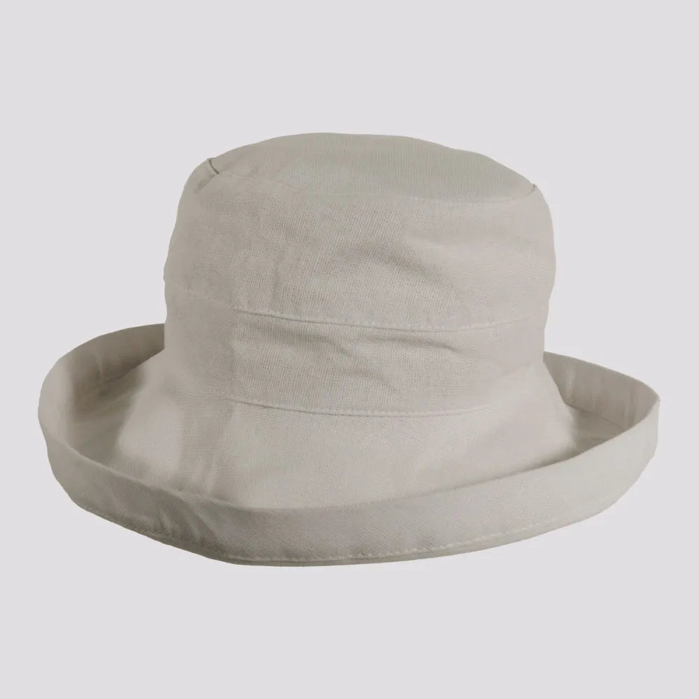 Sausalito | Womens White Cotton Sun Bucket Hat with Upturn Brim