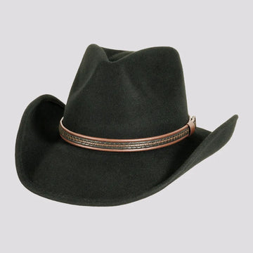 Showdown | Mens Black Wool Felt Crushable Western Outback Cowboy Hat