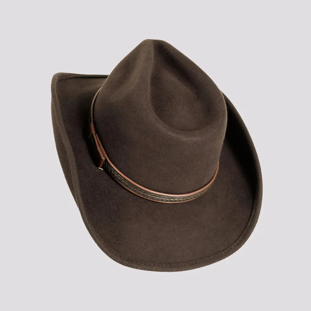 Showdown | Mens Brown Wool Felt Crushable Western Outback Cowboy Hat