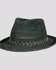 Sicily | Mens Crocheted Raffia Straw Fedora Hat with Stitching