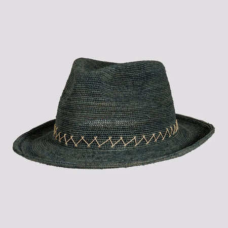 Sicily | Womens Ocean Crocheted Raffia Straw Fedora Hat with